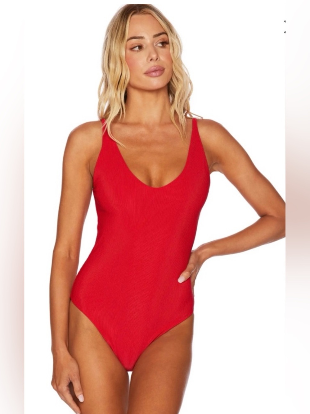 Beach Riot Reese Rib One-Piece Swimsuit in Red; Size: Small